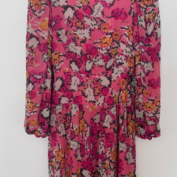 SALONI  Isabel Floral Long Puff Sleeve 100%
Silk Maxi Dress Size 0 - Picture 5 of 12